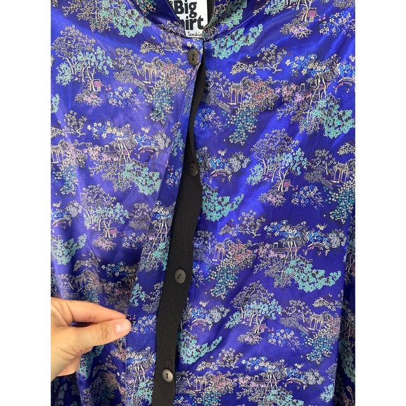 The Big‎ Shirt Carole Tomkins Asian Print Rayon Tunic Button Down Top Size 1 - Picture 3 of 8